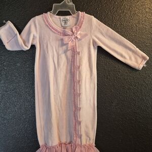 Mud Pie Light Pink Ruffle-Trim Girls Nightgown with Bow